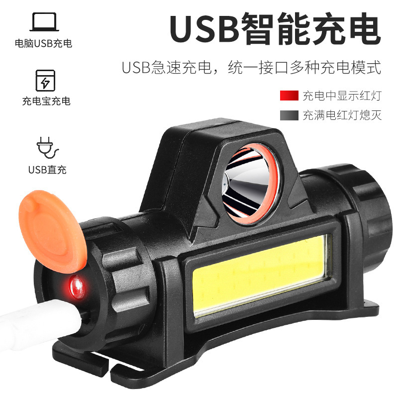 led strong headlight, mini charging, small waterproof diffused light cob headlight, outdoor night fishing headlight, multi-functional headlight details Picture