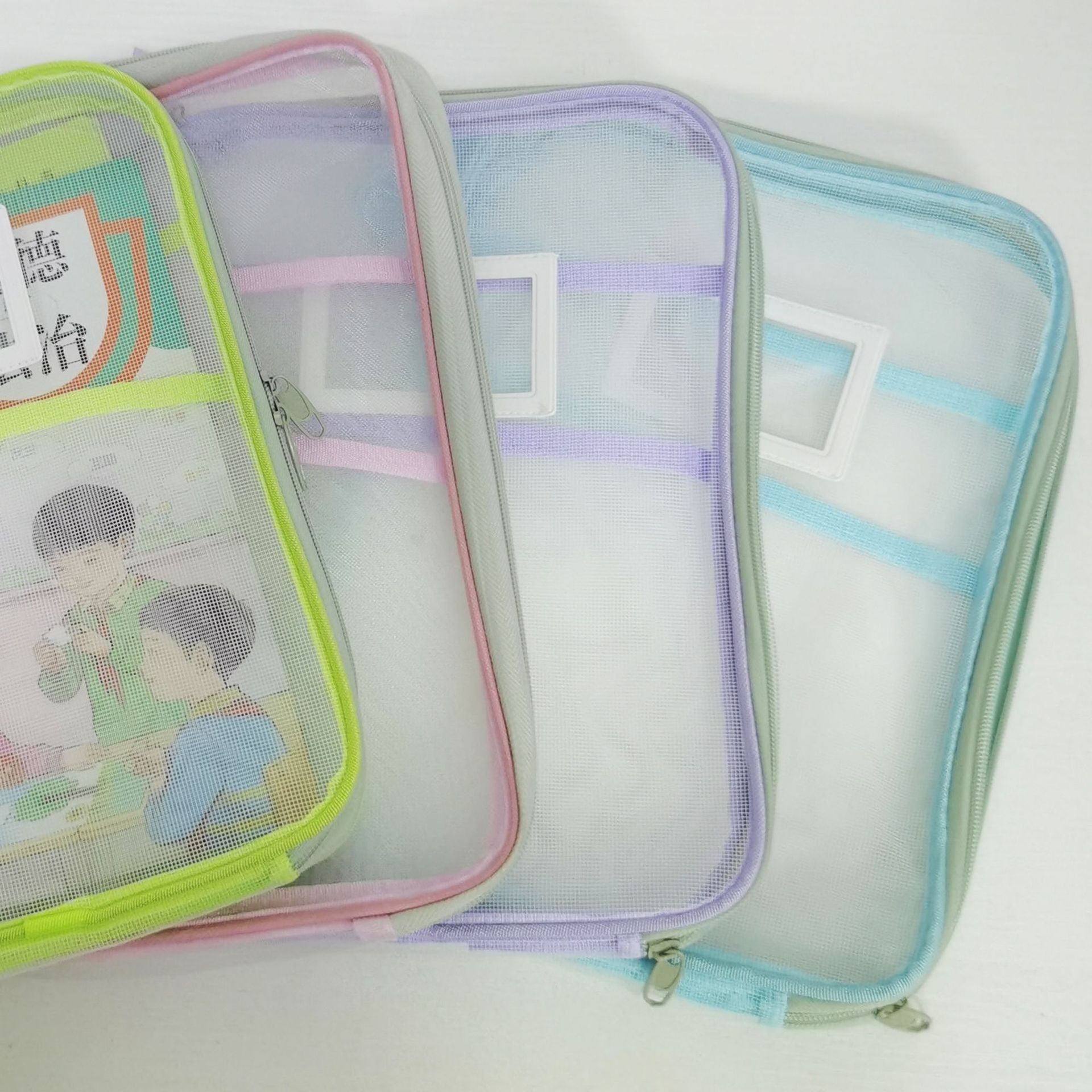 Japanese A4 subject classification bag for primary school students, thickened tutorial mesh, zipper storage file bag, transparent for exams details Picture
