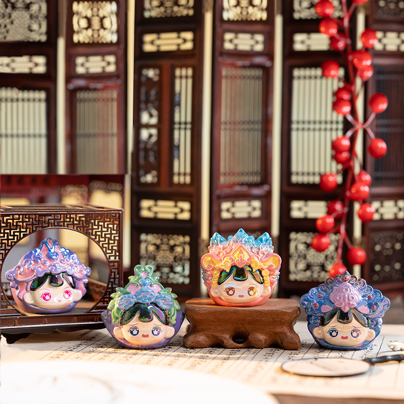 Chinese pattern blind box, cute ancient-style and national trend decorative items, colorful and adorable character heads, resin figurine gifts and peripheral products details Picture