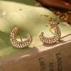 New vintage earrings with a European and American court style and Russian gold, featuring tassels and pearl tiger eyes, are high-end earrings with a sense of design Specification image