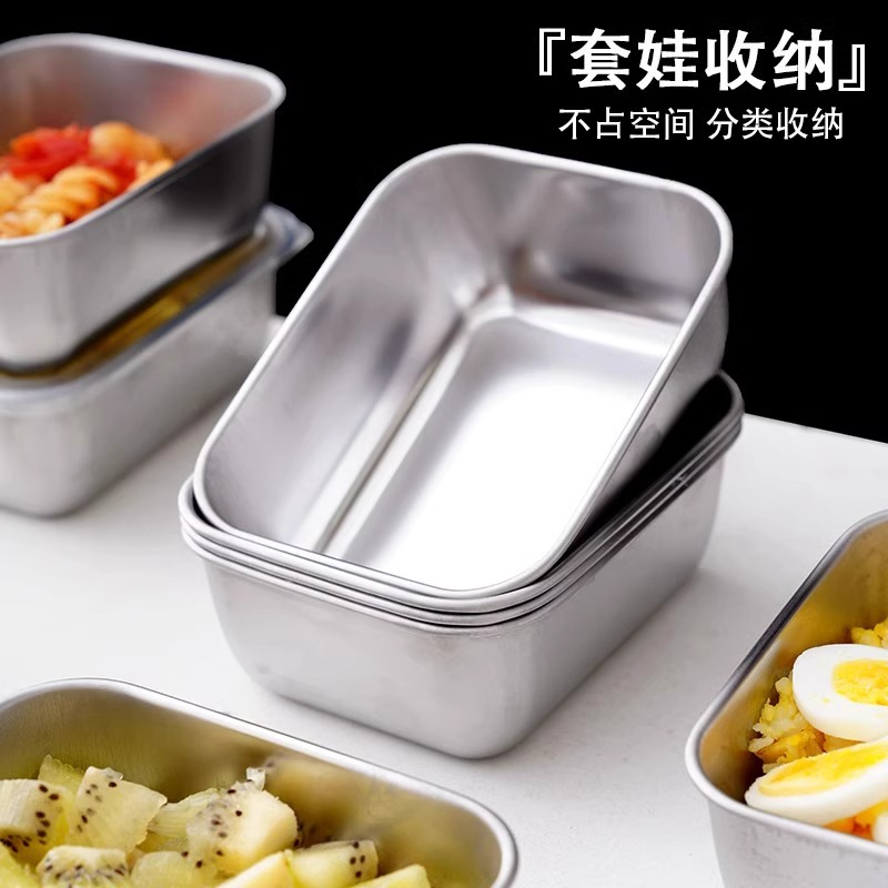 【 With lid 】 Stainless steel food storage box, food-grade commercial rectangular picnic box, special multi-purpose box for freezing Application Scenario