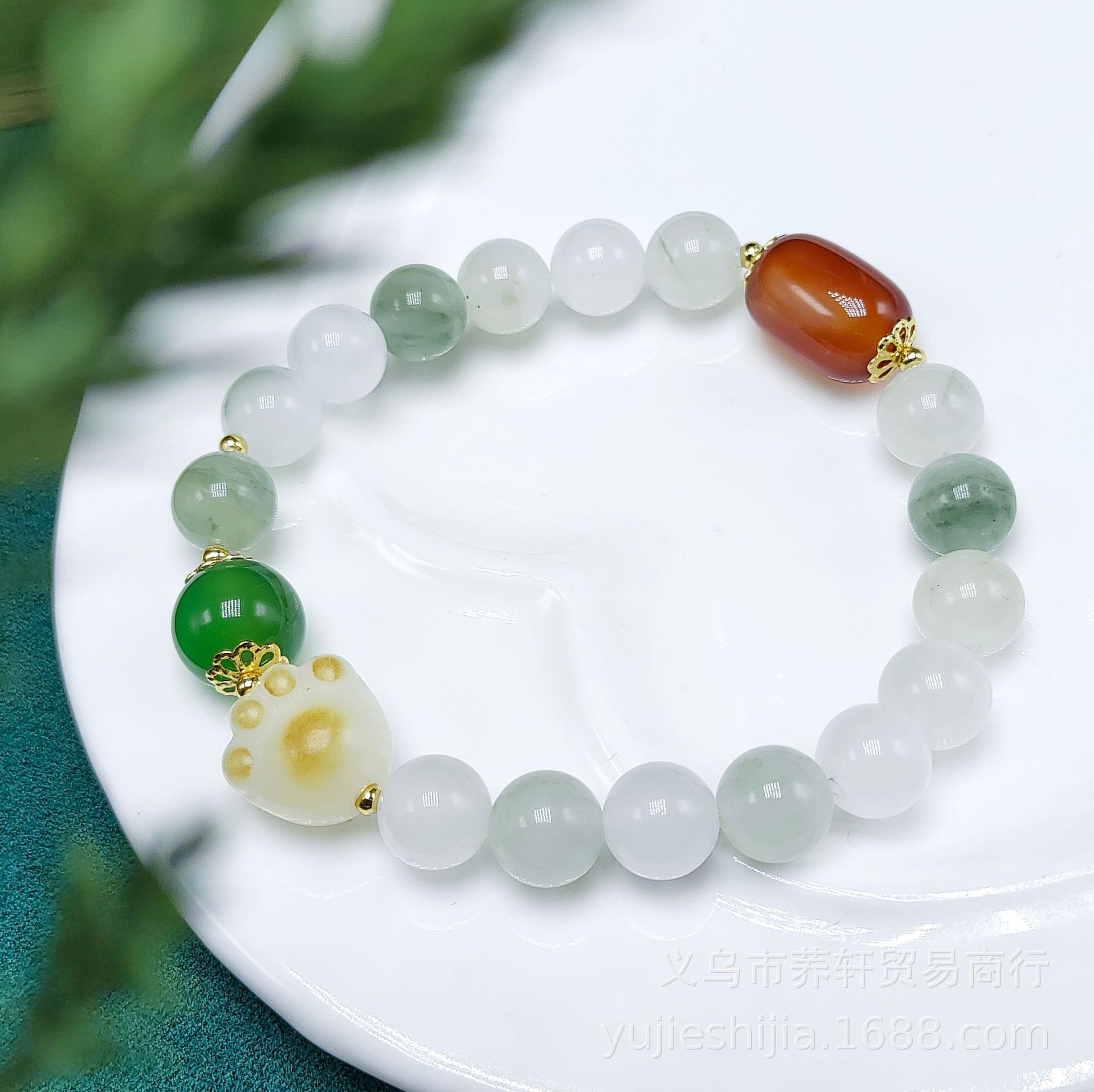 Natural Tianshan jade peace pendant bracelet, elegant and high-end jade bracelet, live-streaming supply, best friend's jewelry Specification image