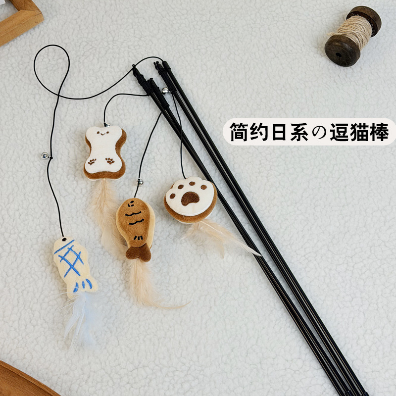 Juguete de gato nuevo estilo largo rod pluma con campana para divertirse con el gato rod transfronterizo corea sistema simple relajante interactivo gato suministros lote