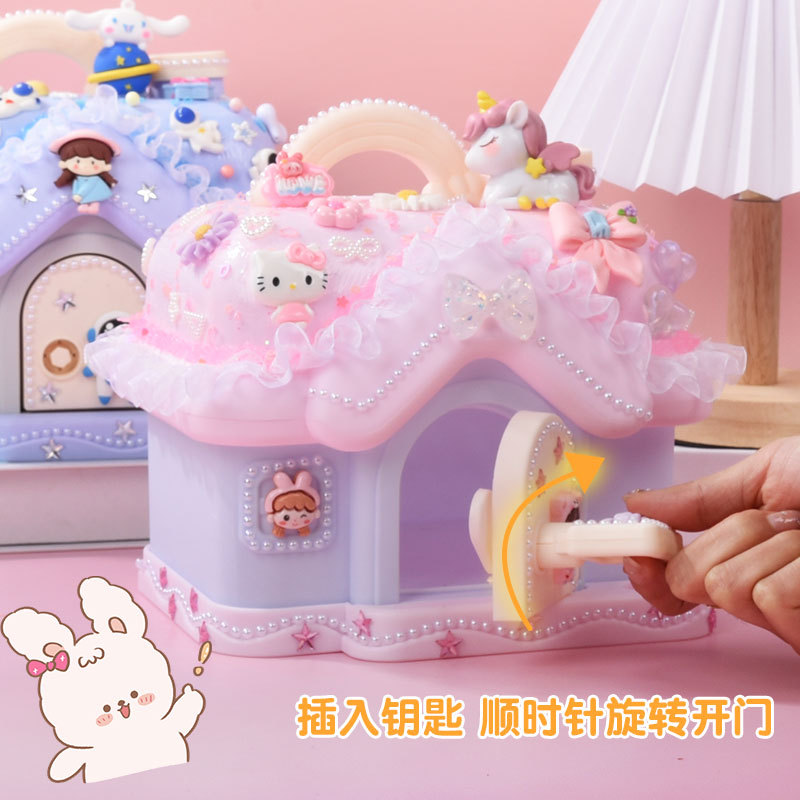 New Wish House piggy bank, children's diy handmade material package, cream glue tabletop, house storage box Application Scenario
