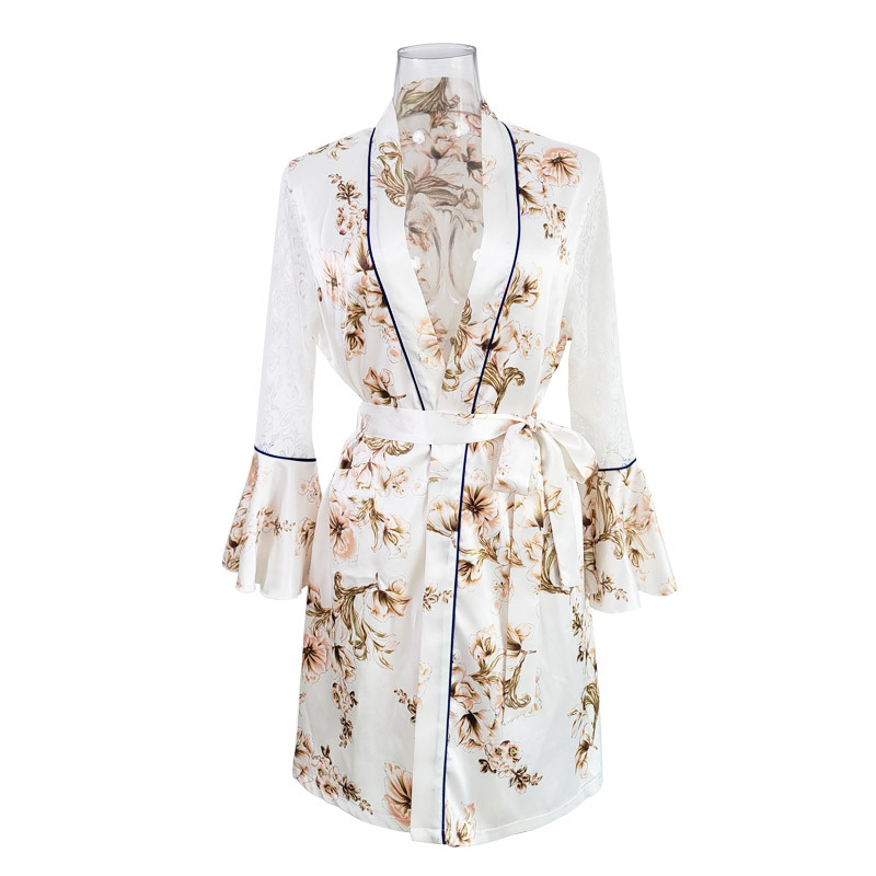 仿真丝日式睡衣/睡衣/真丝睡衣/祭祀寒衣/Night白底实物图