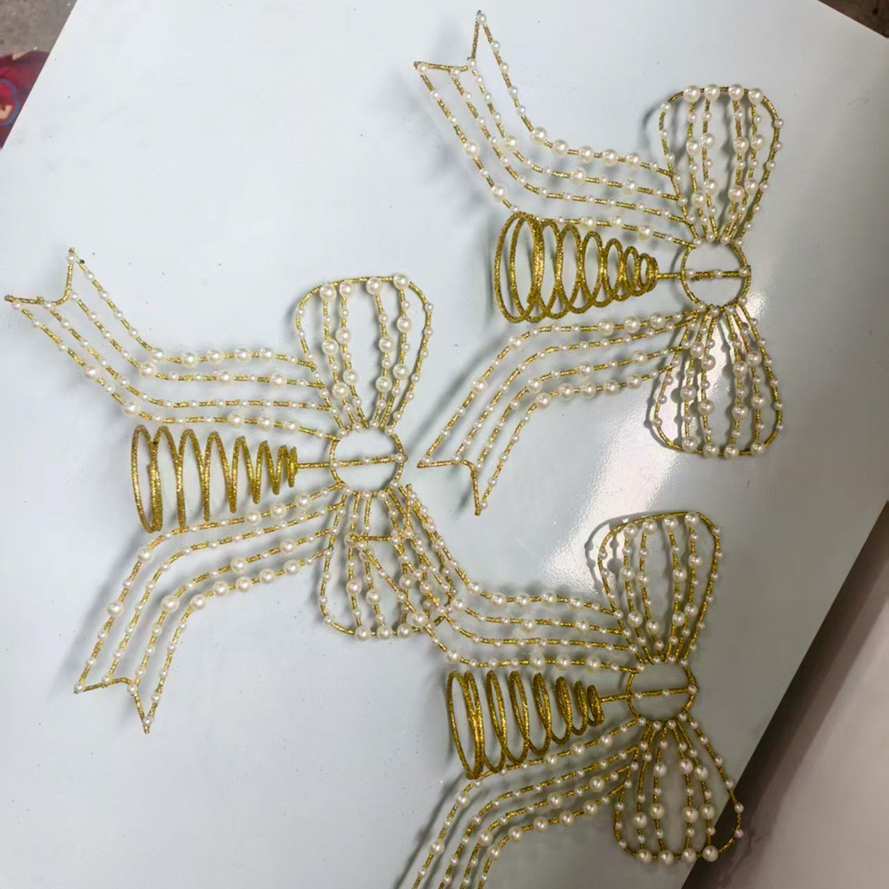 Cross-border plastic pearl bow Christmas tree top Star Christmas ornament, Valentine's Day decoration, festival ornament Specification image