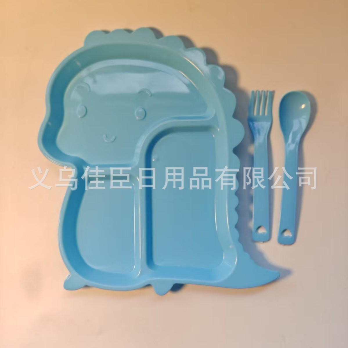 Silicone dinosaur dinner plate set, cartoon feeding tableware, baby dinner plate disinfection, children's double-eared straw cup