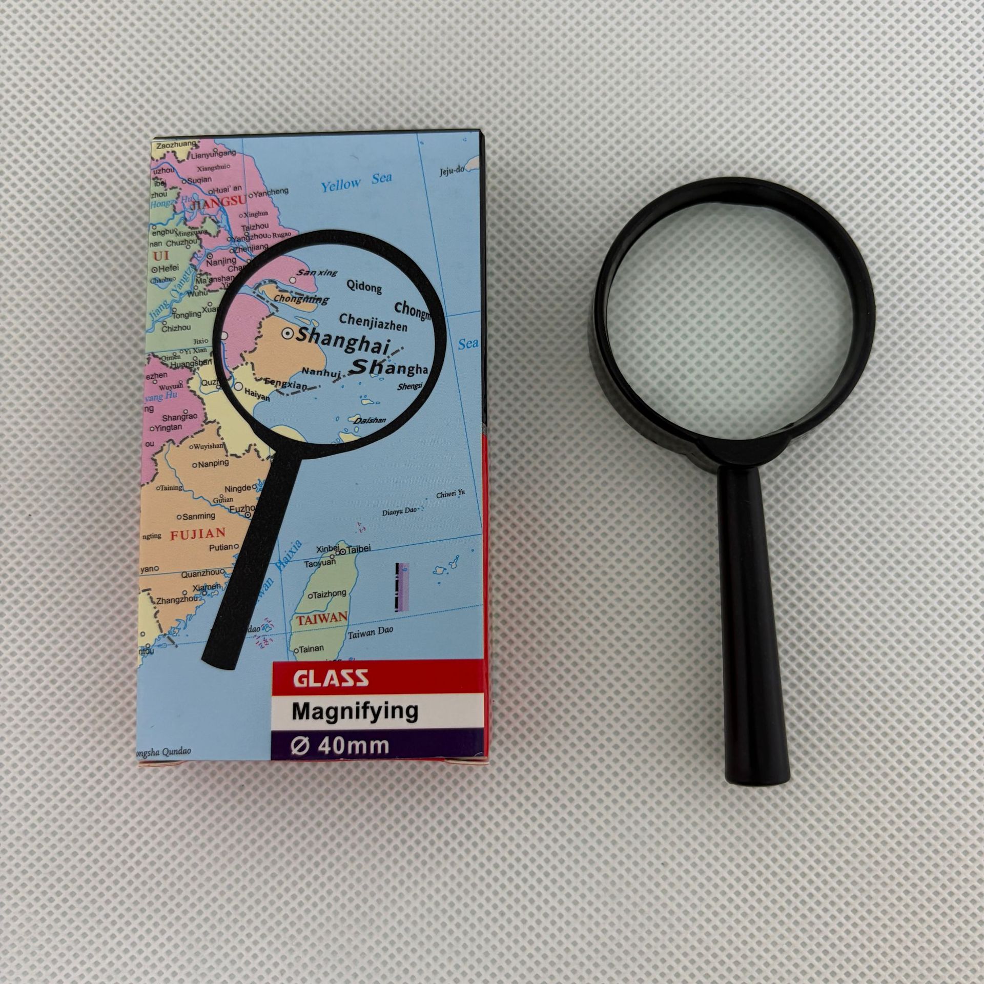 New black 40MM straight-handled glass lens magnifying glass student gift reading magnifying glass