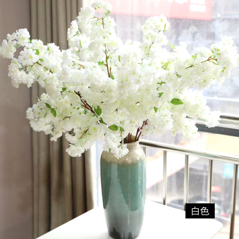 Cross-border bestseller Modern living room home simulation new encrypted 4-fork cherry blossom wedding living room interior decoration artificial flower details Picture