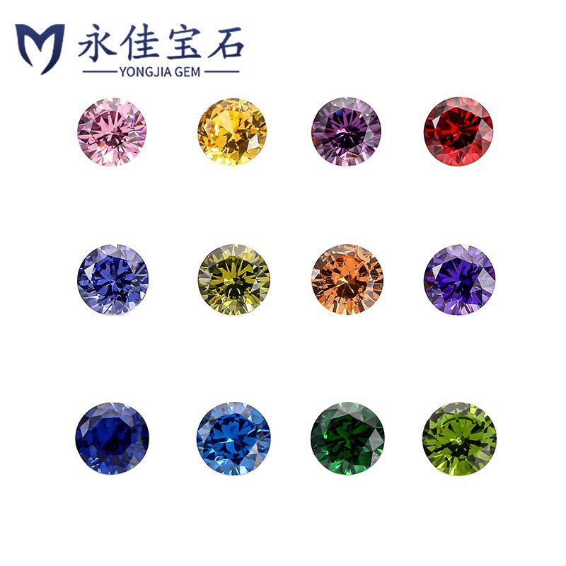 Yongjia Gemstone Round colored Zircon DIY Bare pieces for clothing, nail art, accessories and Zircon beads for bulk export Specification image