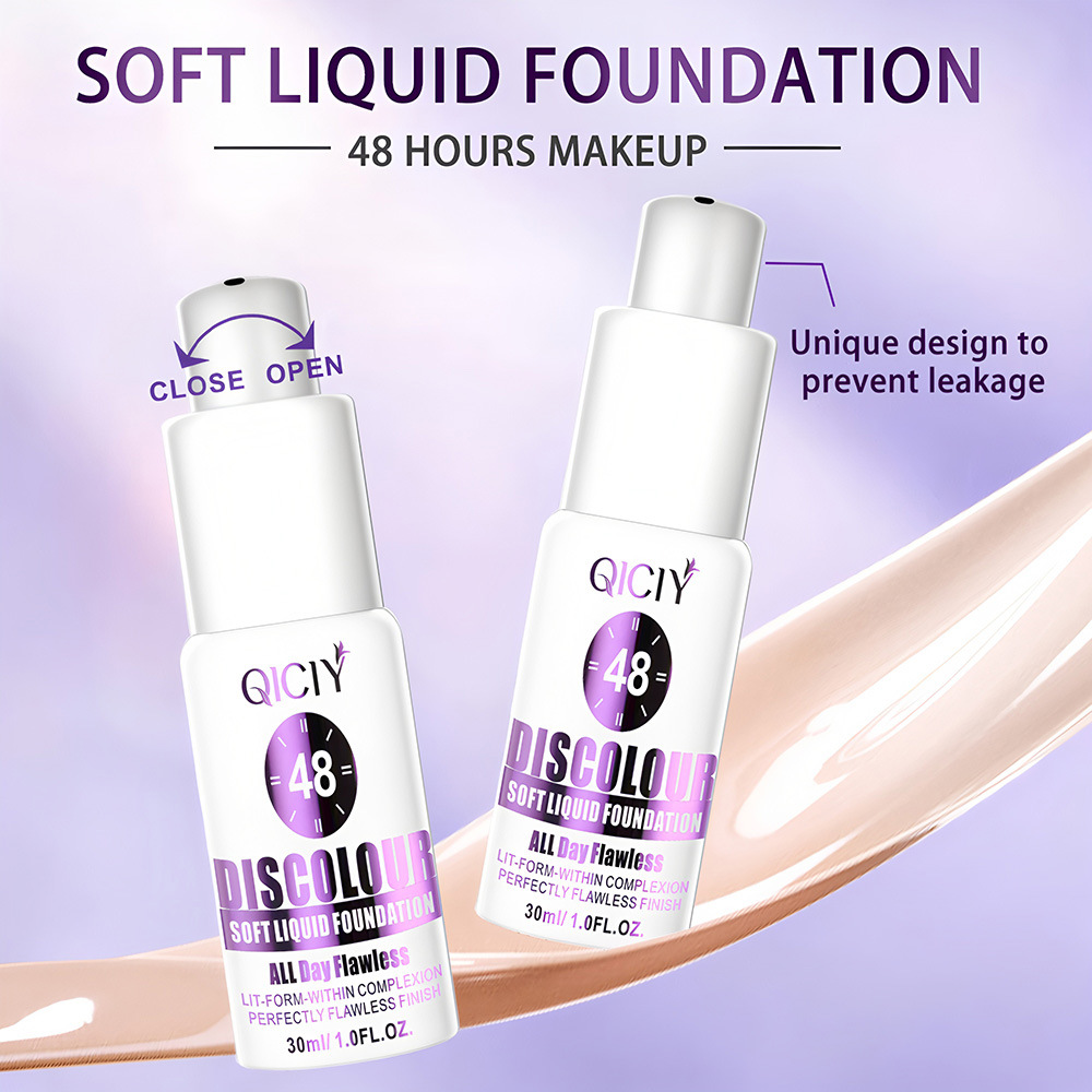 【跨境专供】QICIY温变粉底液滋润遮瑕保湿控油不脱妆粉底液批发细节图