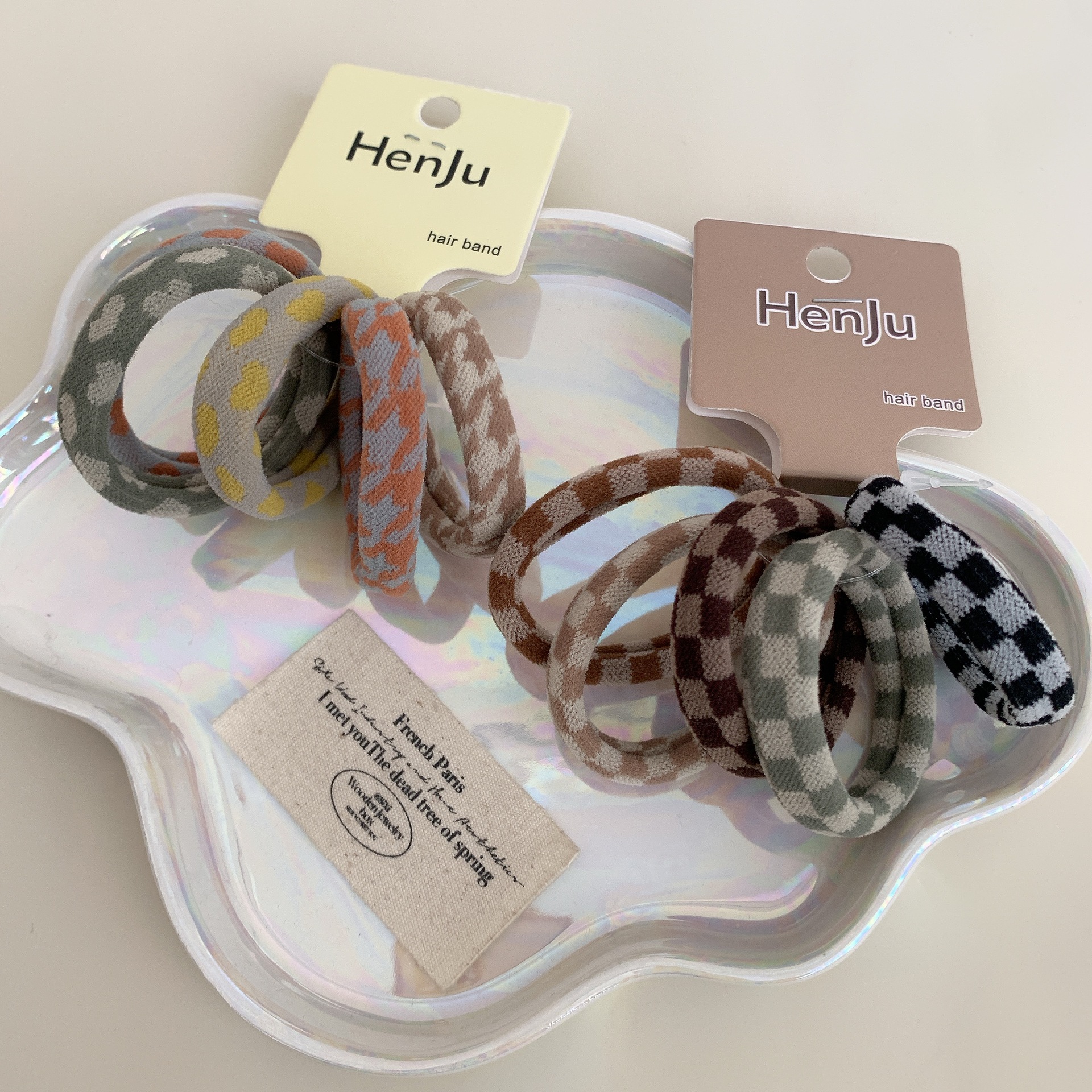 5-piece simple and seamless towel band hair tie set, versatile ponytail hair tie, high-elasticity hair tie band details Picture
