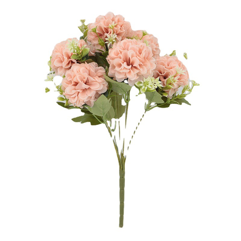 仿真花7头招财球婚礼家居装饰绣球花束拍摄道具摆件绢花假花批发白底实物图