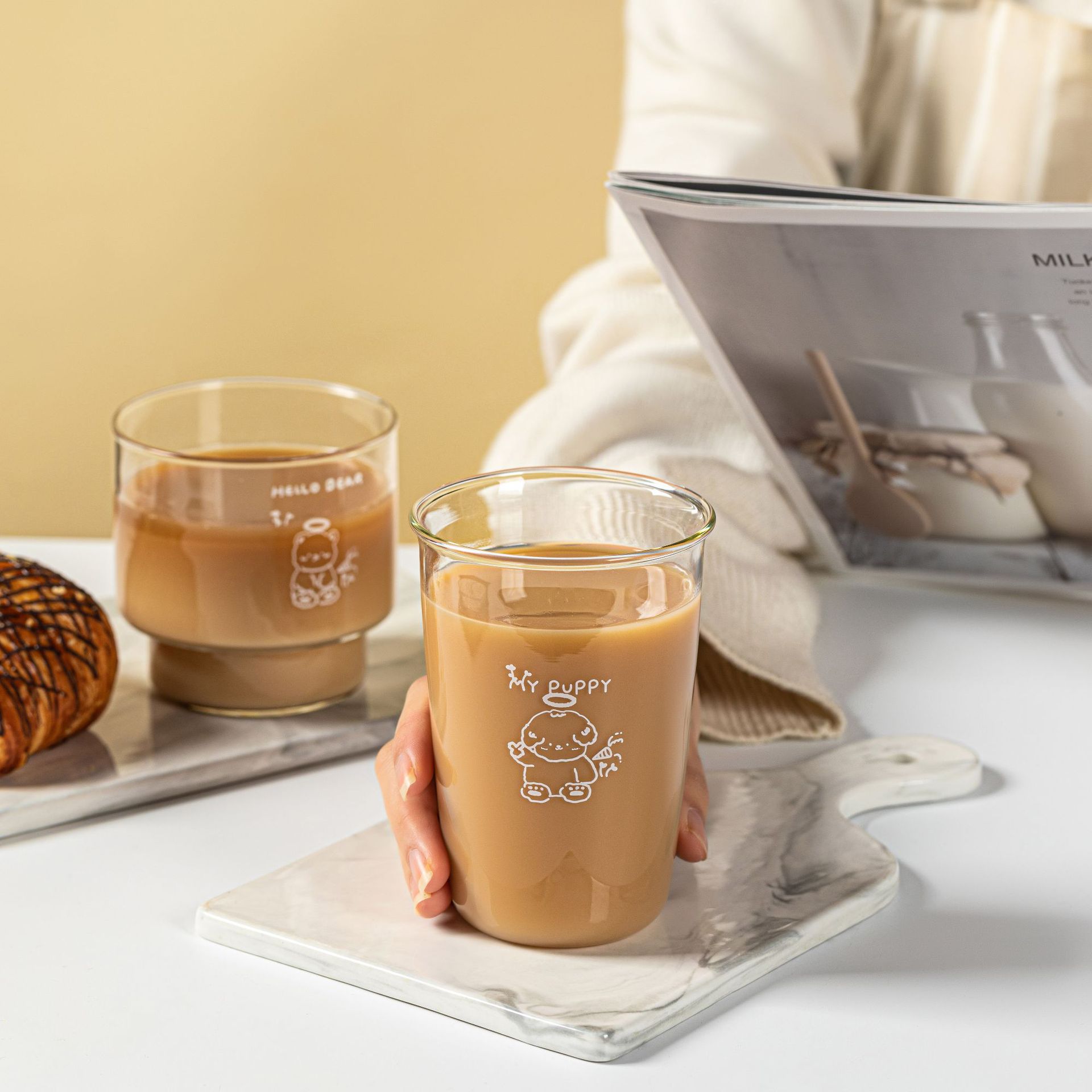 Influencers ins copas de viento dibujos animados adorables hogar alto nivel de apariencia tazas de café oficina pareja beber taza de leche Specification image