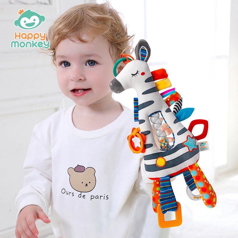 Happymonkey宝宝多功能抓握训练沙漏玩具婴儿早教益智车挂床挂