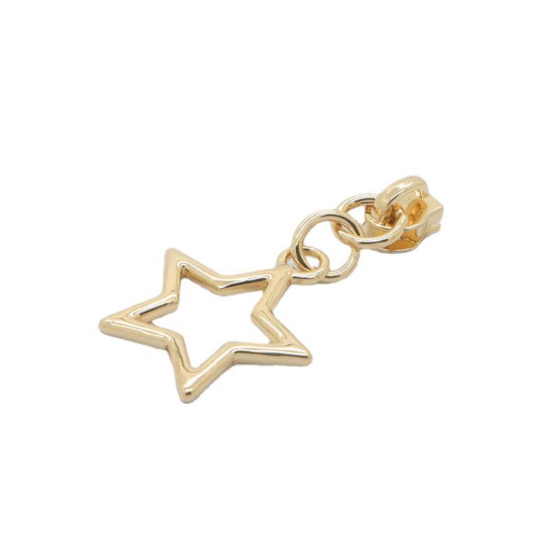 5# nylon five-pointed star pull TAB, hollow pull TAB, cosmetic bag pull TAB, five-pointed star pendant, rose gold pull TAB Item Picture