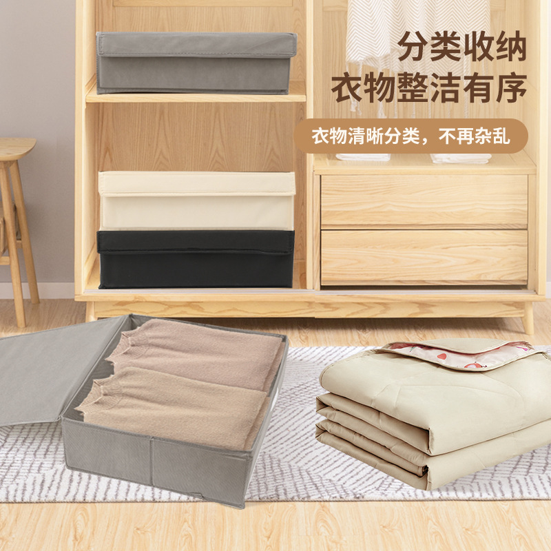 Cross-Border Non-Woven Fabric Bed Sheet Storage Box With Lid, Home Wardrobe, Clothing Organization And Storage Box, Viewing Window Storage Box details Picture