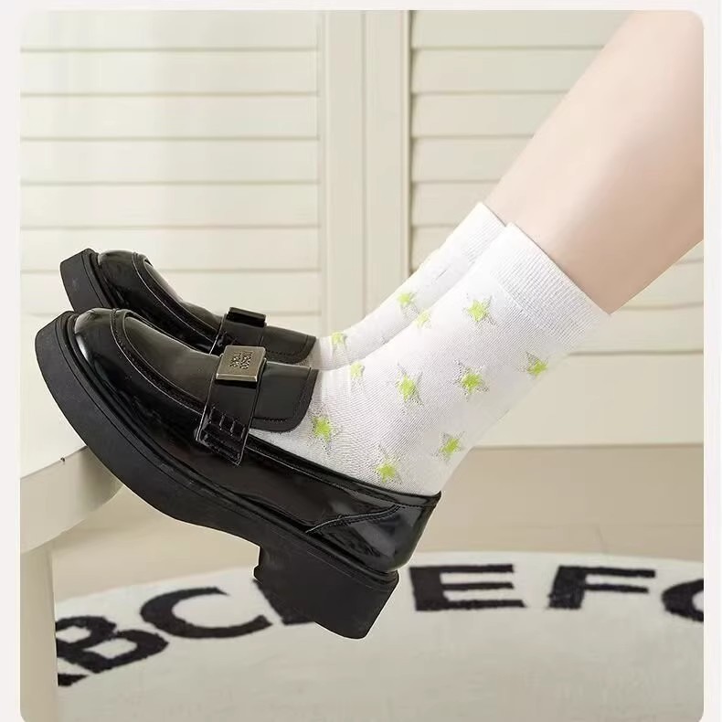 Women's mid-calf socks for spring and autumn, breathable, sweat-absorbing, odor-proof, versatile, ins trendy high-top sports stockings Specification image