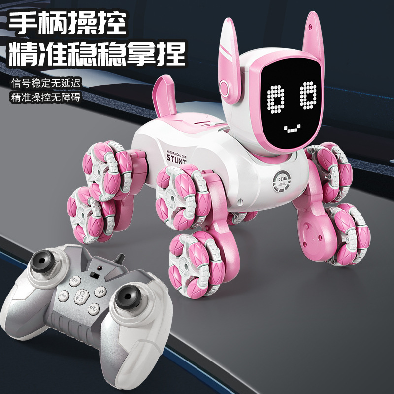 New smart voice-controlled eight-wheel stunt robot dog, gesture-sensing pink remote control car, children's programming pet toy Application Scenario