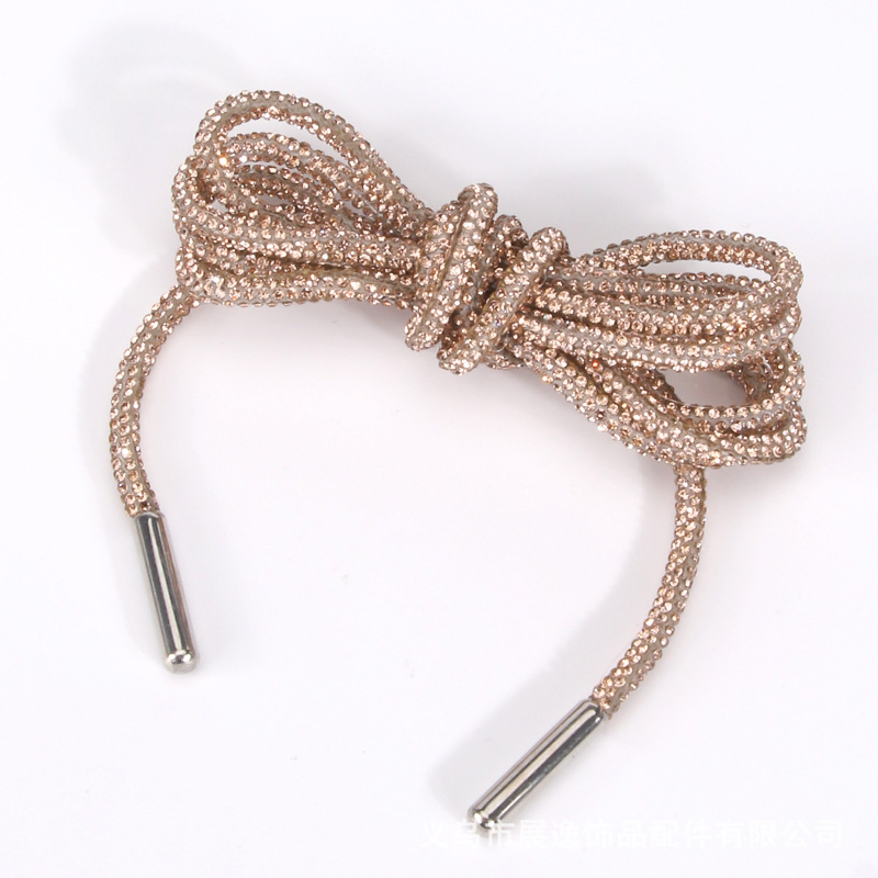 Cross-border diamond rope, round tube waist rope, sweatshirt rope, shoe accessories, full diamond silver decorative accessories, diy full diamond shoelace rope Application Scenario