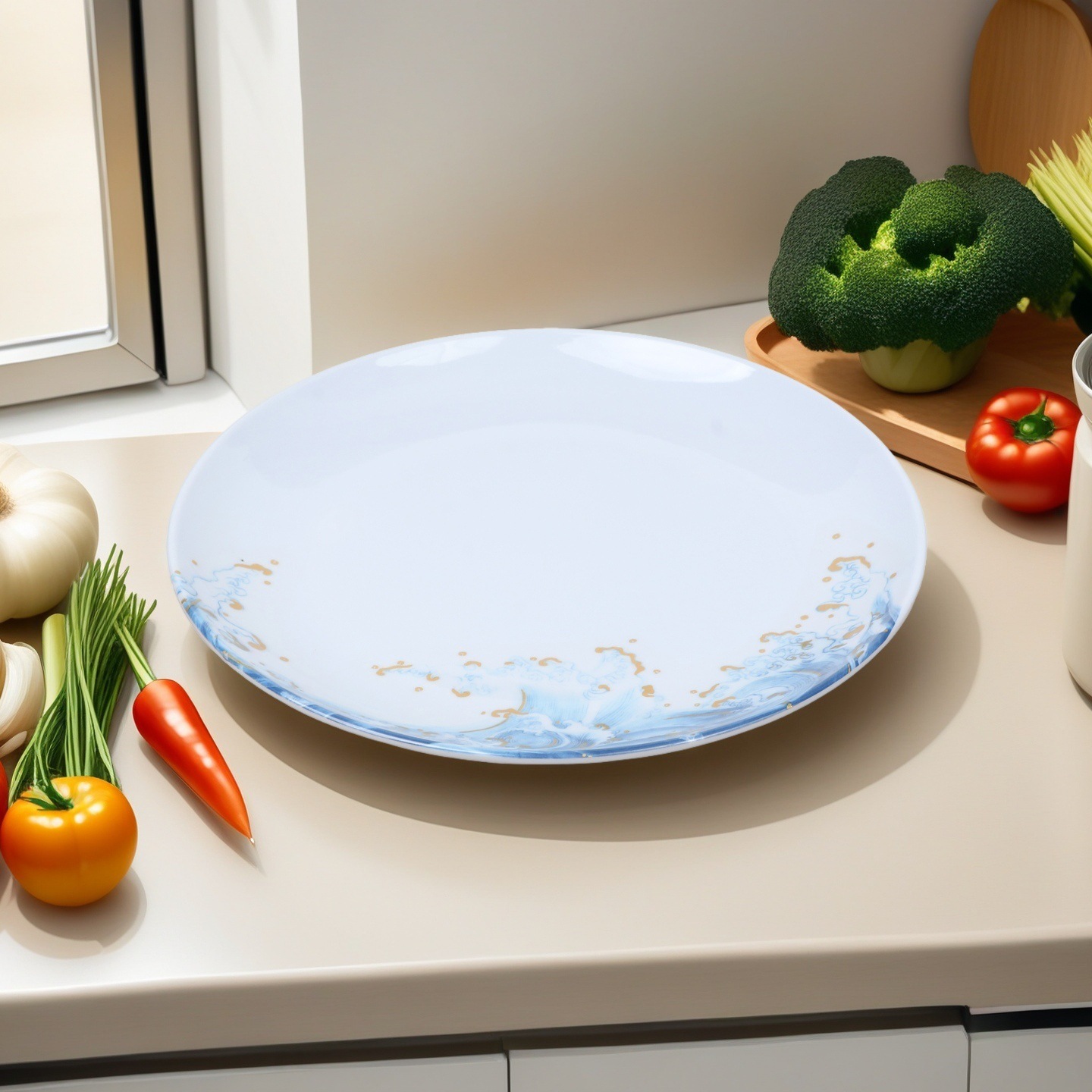 Melamine tableware for foreign trade, porcelain-like home dining tables, bone-spitting plates, dried fruit candy plates, round plates, hotel and restaurant plates details Picture