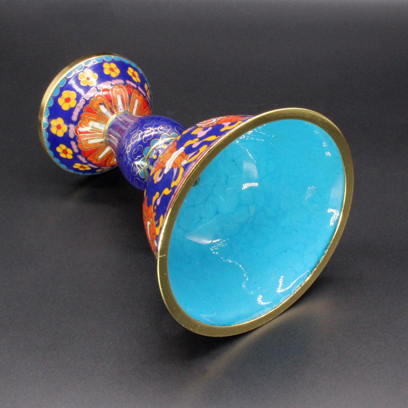Beijing Cloisonne vintage butter lamp, Buddhist ritual implements, traditional copper body, cloisonne enamel, polished 6-inch long-burning lamp Specification image