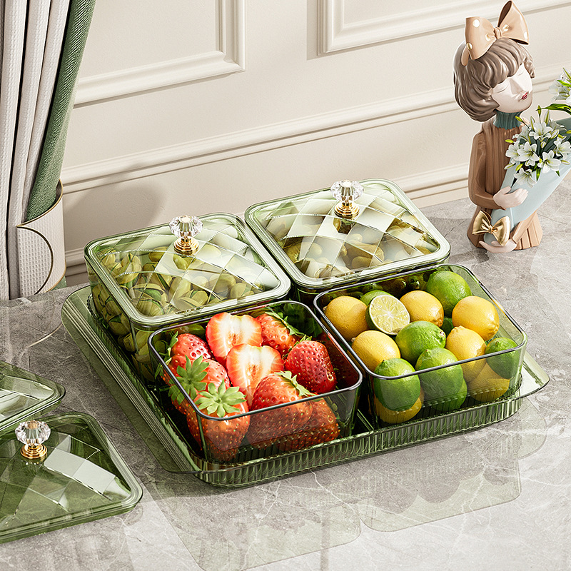 The new Chinese-style fruit plate is used in the living room coffee table to store dried fruits and melon seeds, candy plates, snacks and refreshments, and fruit plates Application Scenario