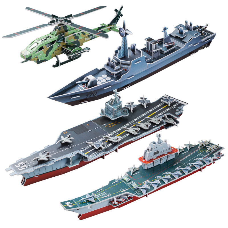 Handcrafted models of warships, tanks and aircraft, 3D stereoscopic assembly puzzle, intelligence assembly online course, science and education gift Item Picture