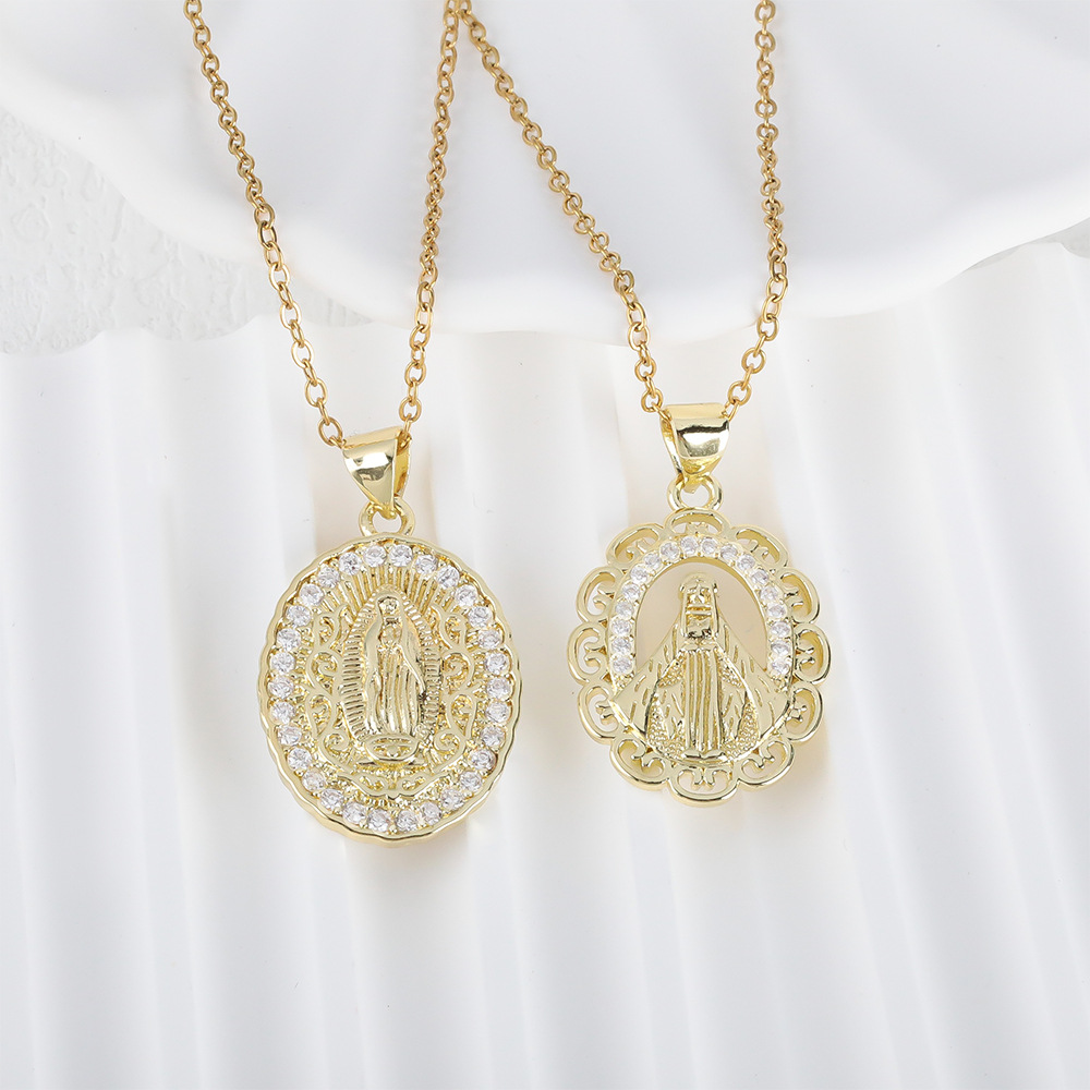 wish's new best-selling jewelry cross-border supply, women's religious pendants, Virgin Mary's niche design necklaces, gift supply Specification image