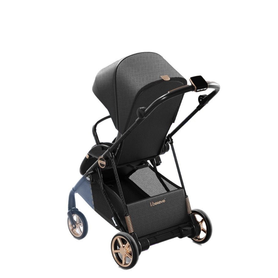 ibelieve爱贝丽魔丸8新生儿智能跟随刹车婴儿车双向坐躺白底实物图