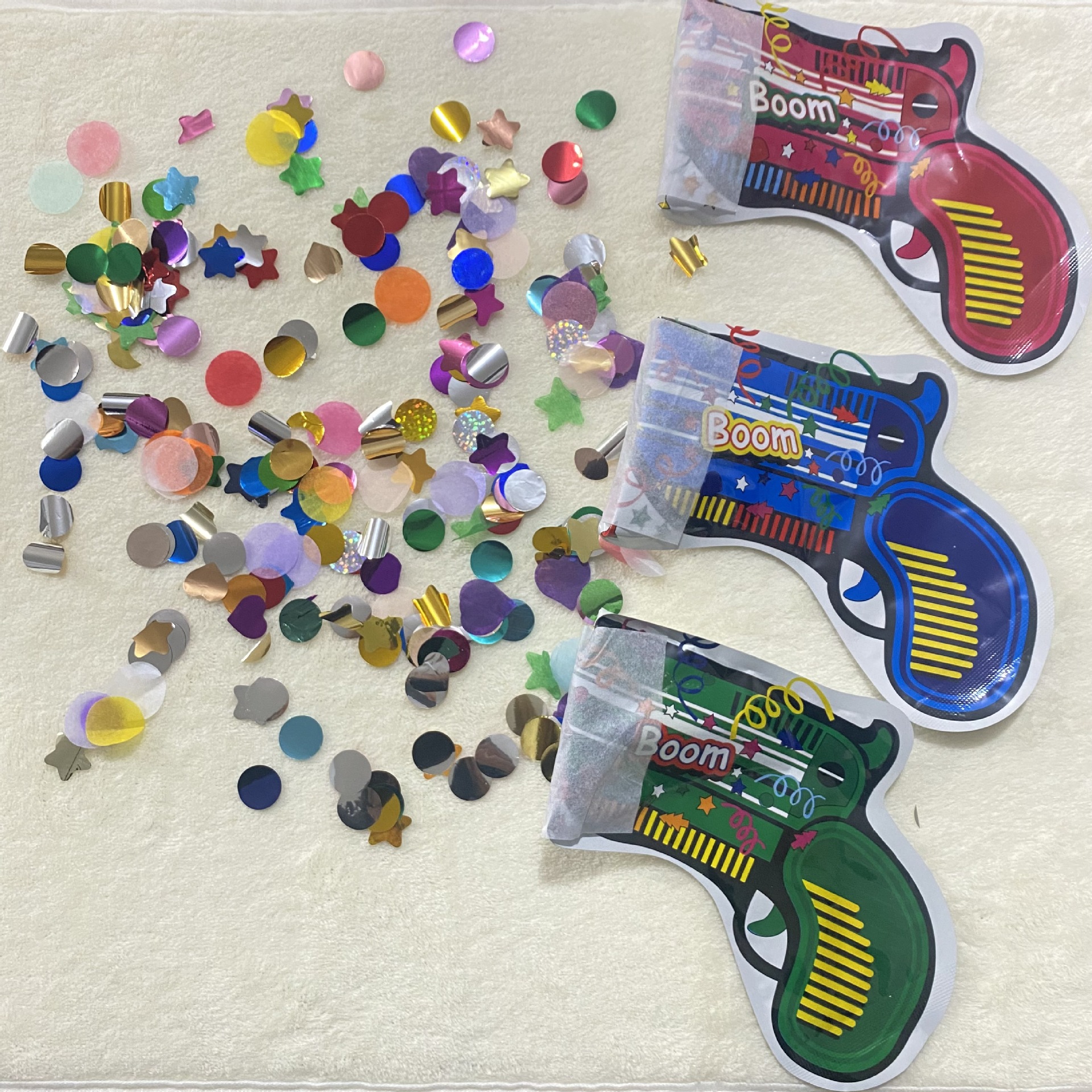 Colorful paper dust water bomb guns, children's toy guns, submachine guns, drop-off guns, colorful shooting, entertainment, safety and fun