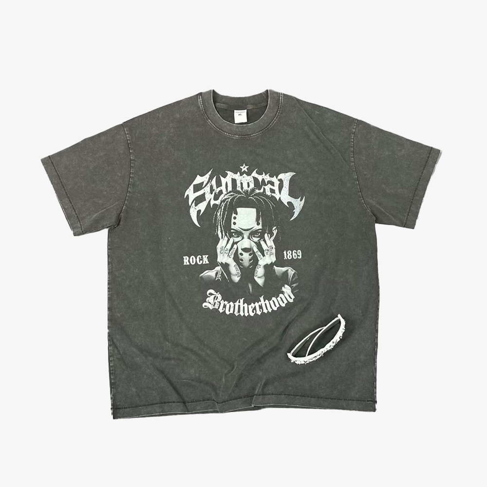 The 2025 new summer American pure cotton short-sleeved T-shirt is a heavyweight loose and trendy brand for boys and teenagers Item Picture