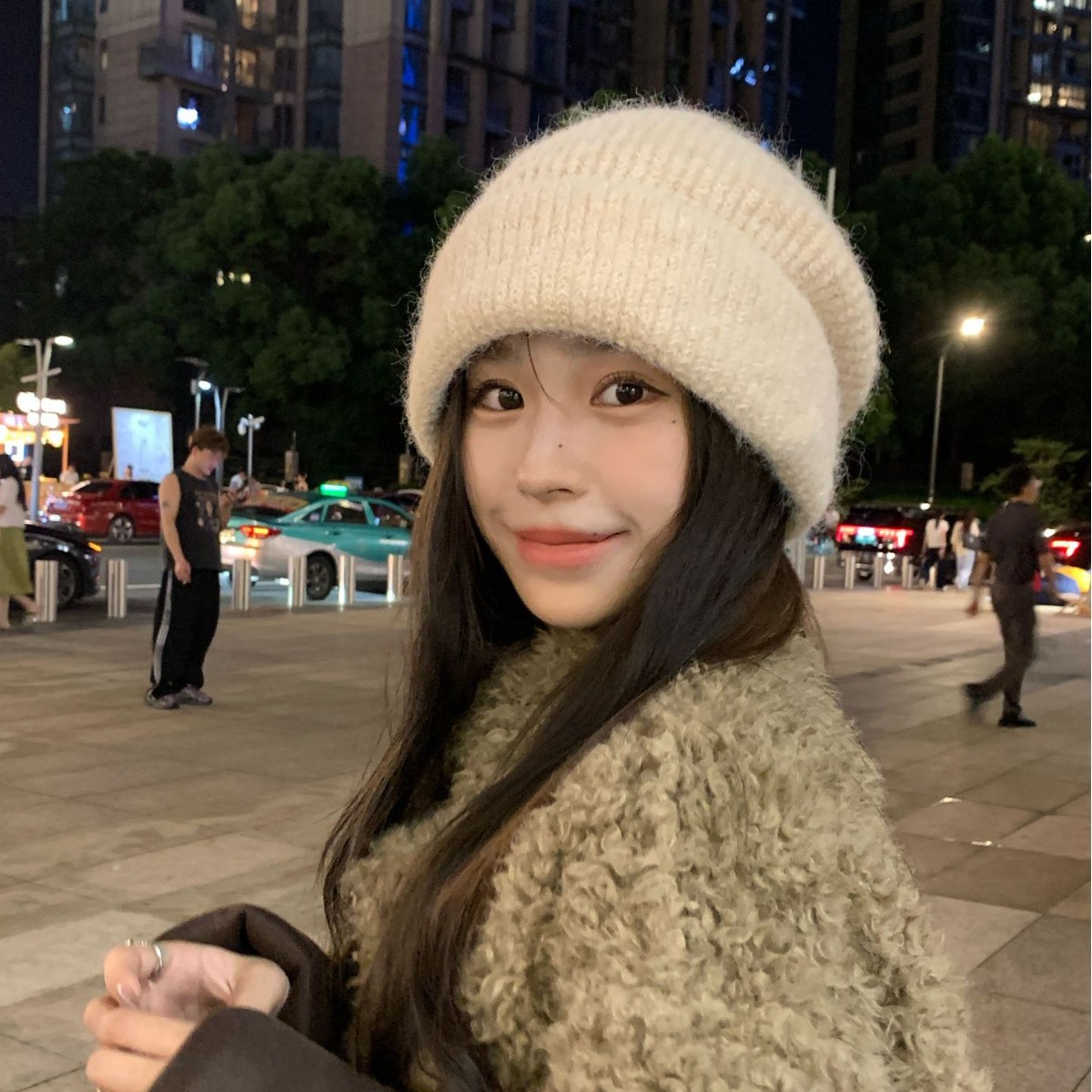 拼色复古格子针织毛线帽子女2025新款春秋显脸小包头冷帽保暖防寒