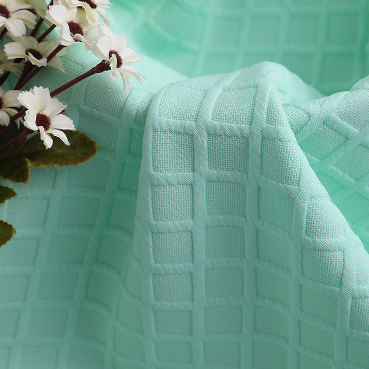 秋冬现货 32s纬编染色布 针织弹力提花空气层 时装爬爬服