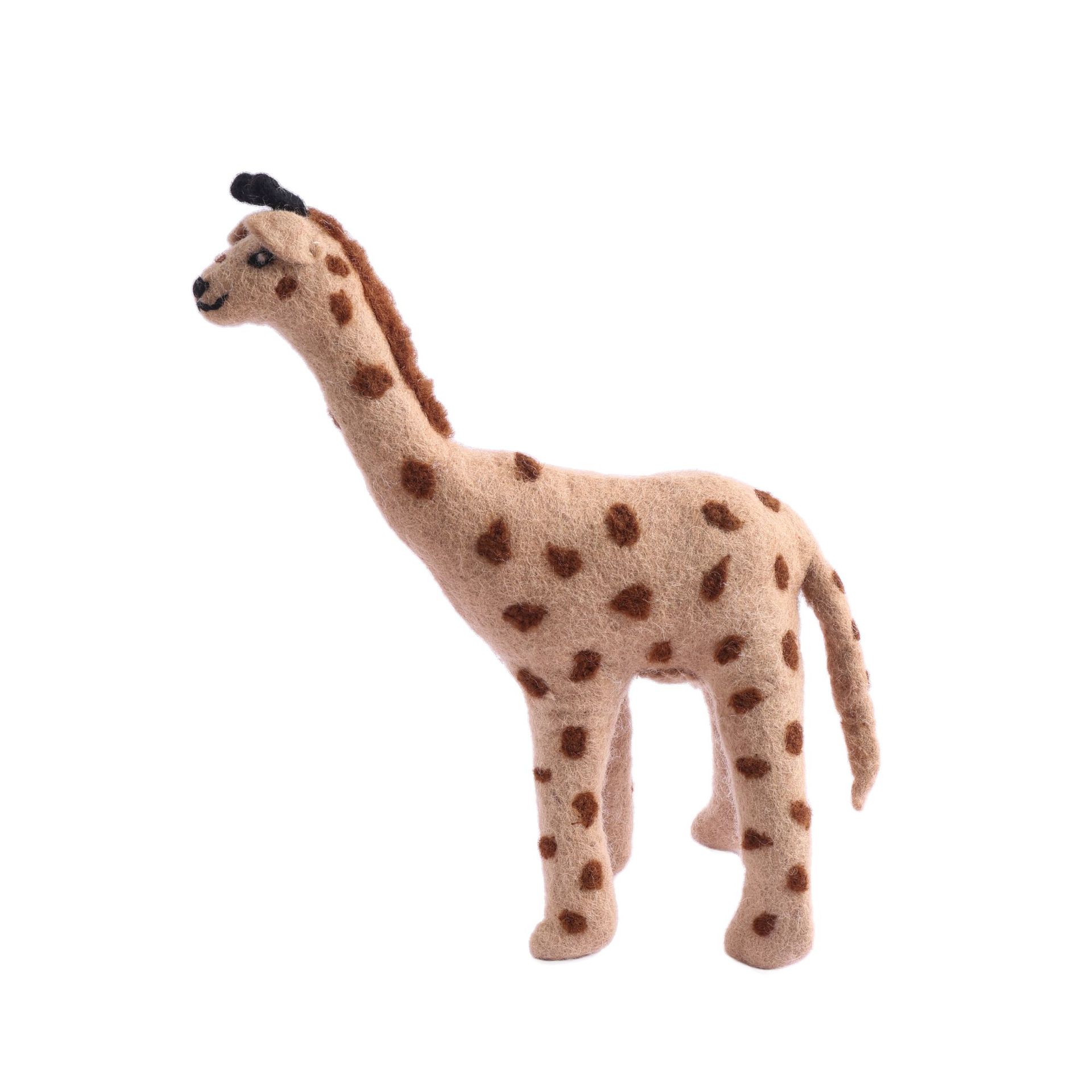 尼泊尔手工羊毛毡玩偶 可爱长颈鹿立体摆件 羊毛毡抱枕厂家批发产品图