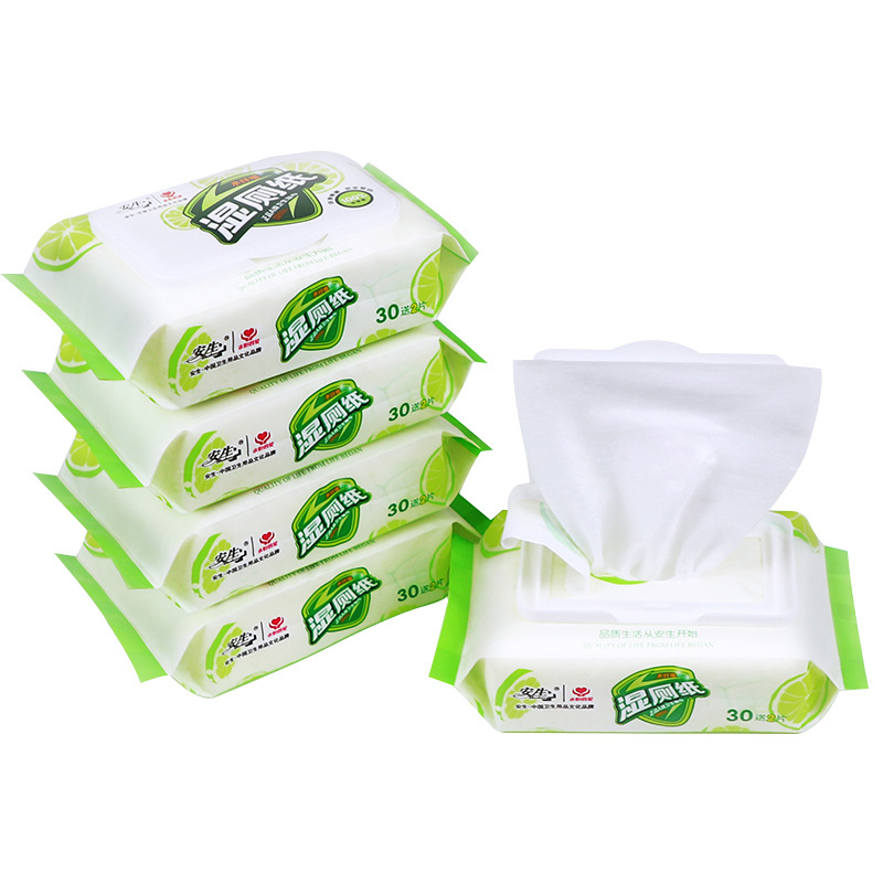 Ansheng directly supplies 30 pieces of travel wet toilet paper and comes with 2 pieces of wet toilet wipes for care, cleaning and wiping the bottom Item Picture