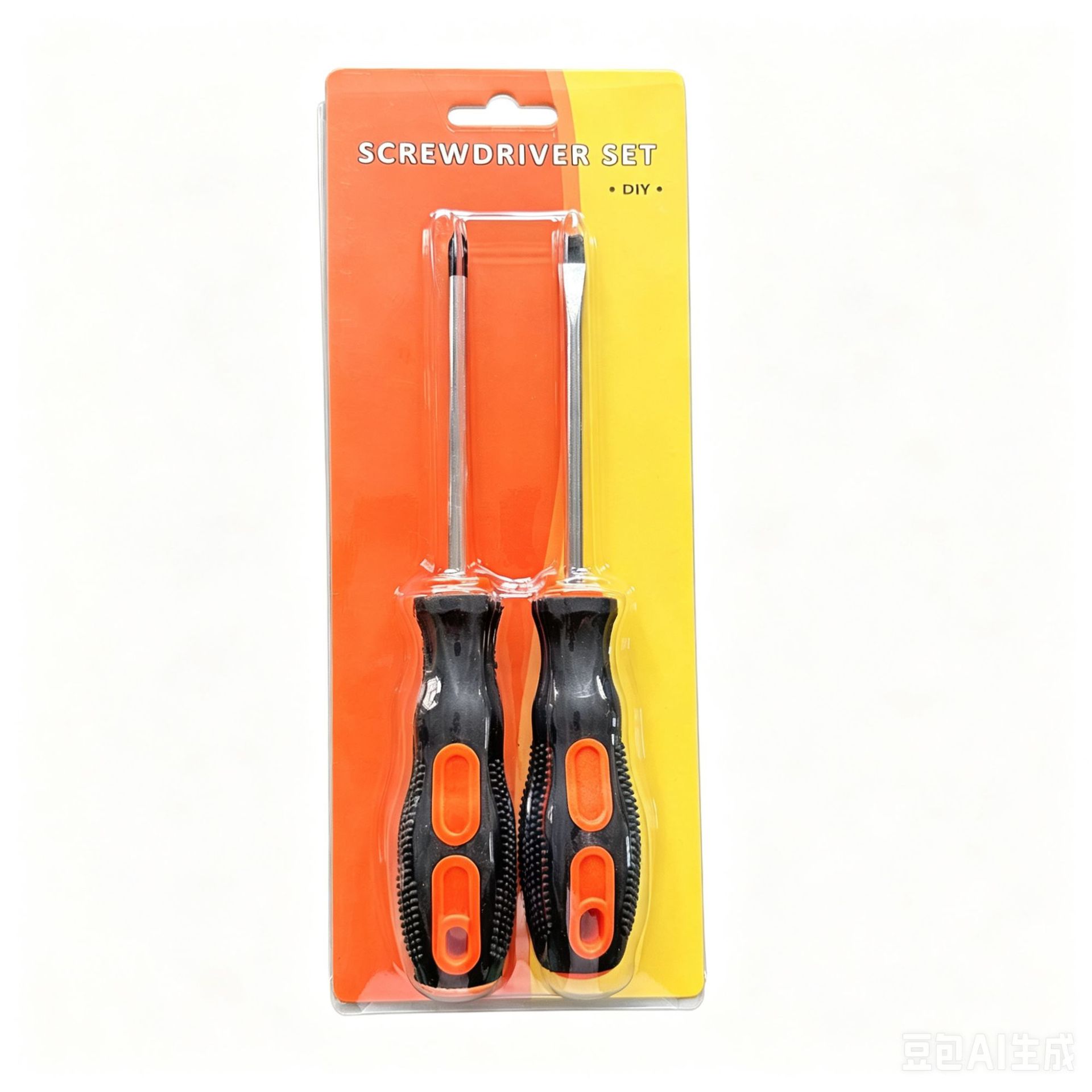 Multi-functional massage handle flat-head cross-head screwdriver, orange black metric 4-inch manual screwdriver with magnetic screwdriver