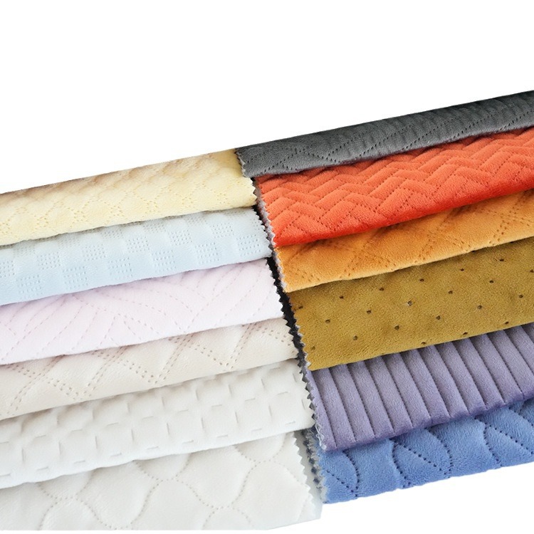 Lishi velvet ultrasonic embossed cotton-padded fabric with various embossed patterns, Dutch velvet clothing sofa fabric in stock Item Picture