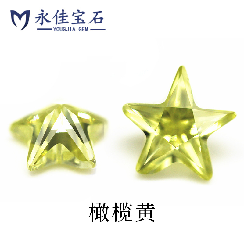 Yongjia Gemstone five-pointed star-shaped zircon artificial stone synthetic CZ bare stone pointed bottom accessories 3*3~10*10mm colored zirconium Item Picture