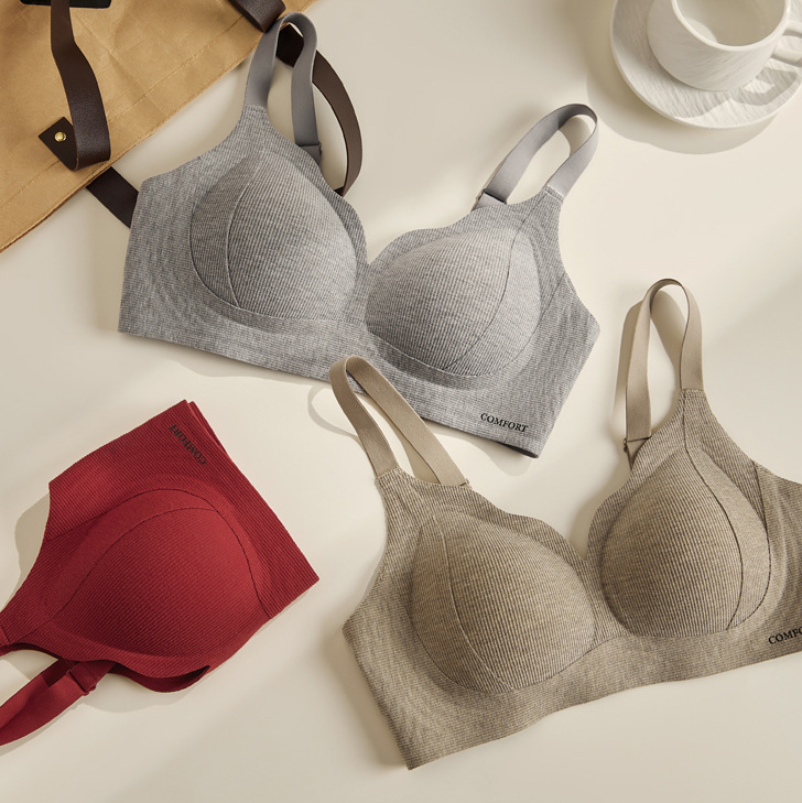 秋冬螺纹无痕内衣少女小胸聚拢承托无钢圈收副乳防下垂保暖文胸罩细节图