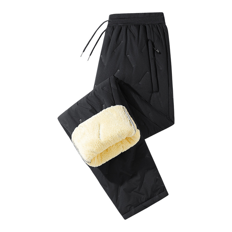 冬季棉裤男加绒加厚羊羔绒长款保暖裤子大码休闲运动裤男士外穿白底实物图