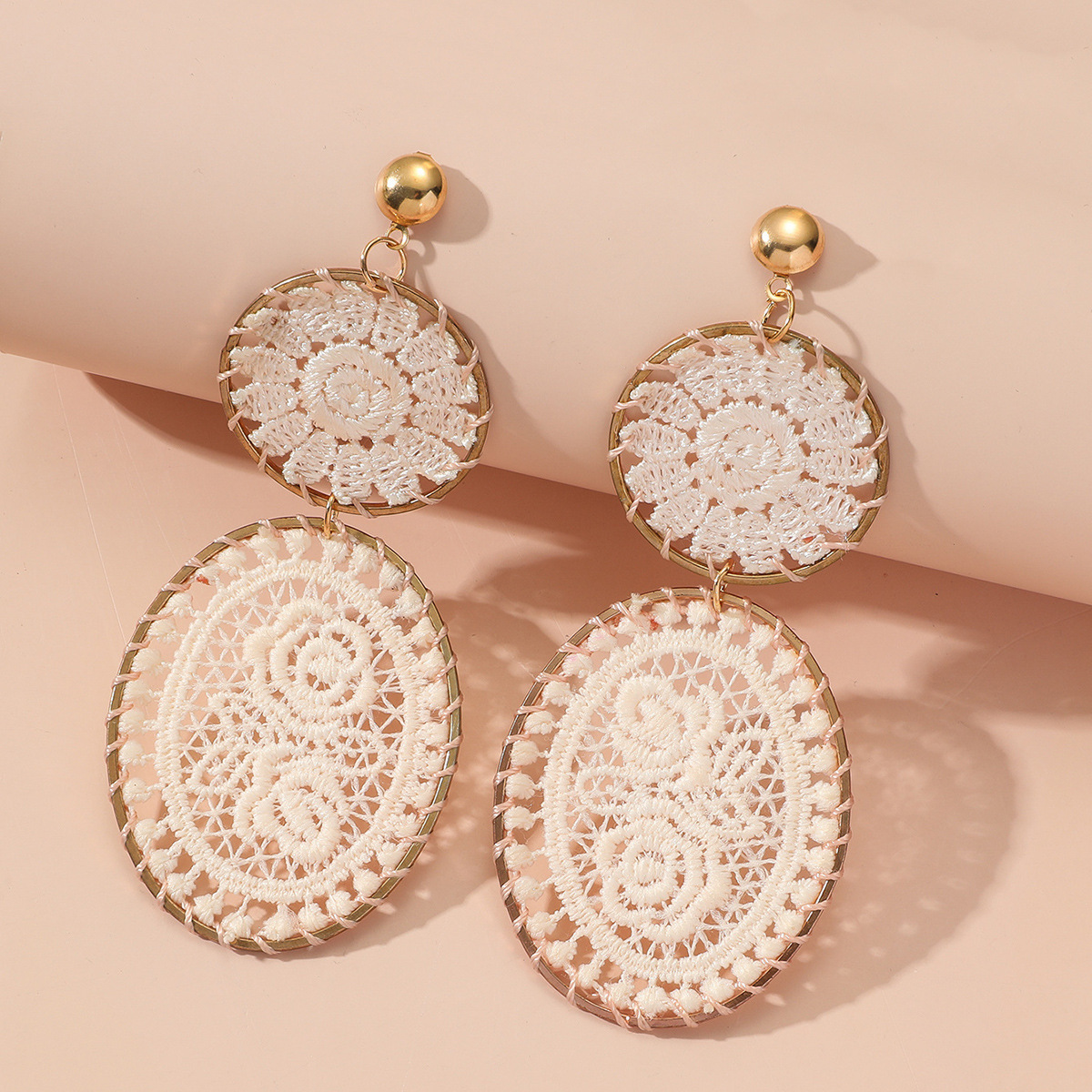 新款时尚夸张耳环女气质高级感编织镂空复古耳坠