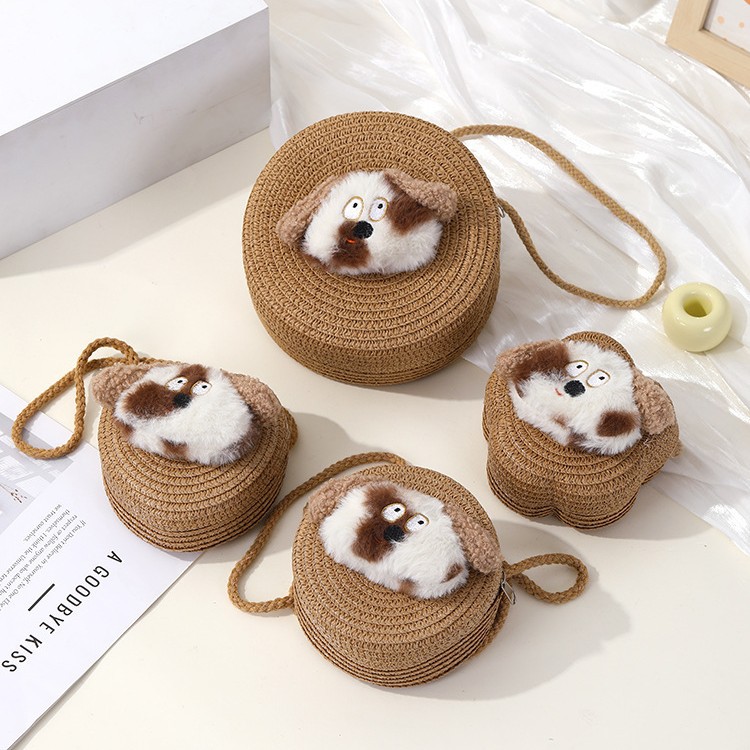 2025 New trendy and cute children's woven bags, seaside and beach vacation bags, summer girls' crossbody straw woven bags details Picture