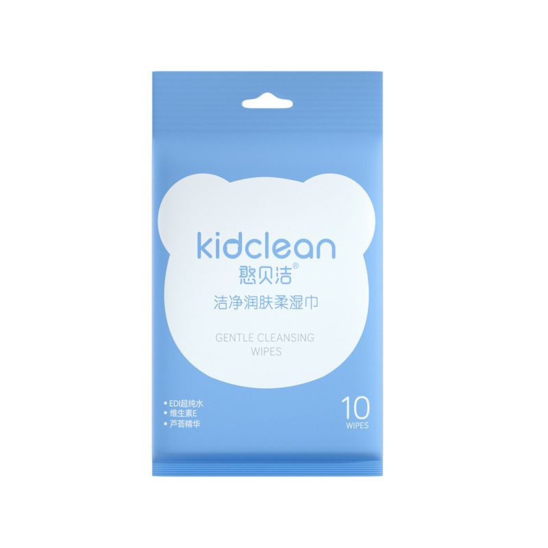 Disposable wet wipes for infants and children, small bags, portable, 10-draw pure water wet wipes, paper manufacturer Item Picture