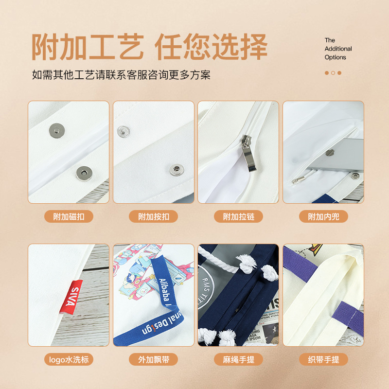 Customized canvas bags with logos, hand-held canvas bags, advertising and promotional bags with printed patterns, cotton single-shoulder shopping bags Specification image