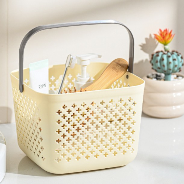 High-appearance-level hand-held hollowed-out washbasin storage basket, handle basket, plastic bath basket, sundries storage basket, clothes storage basket