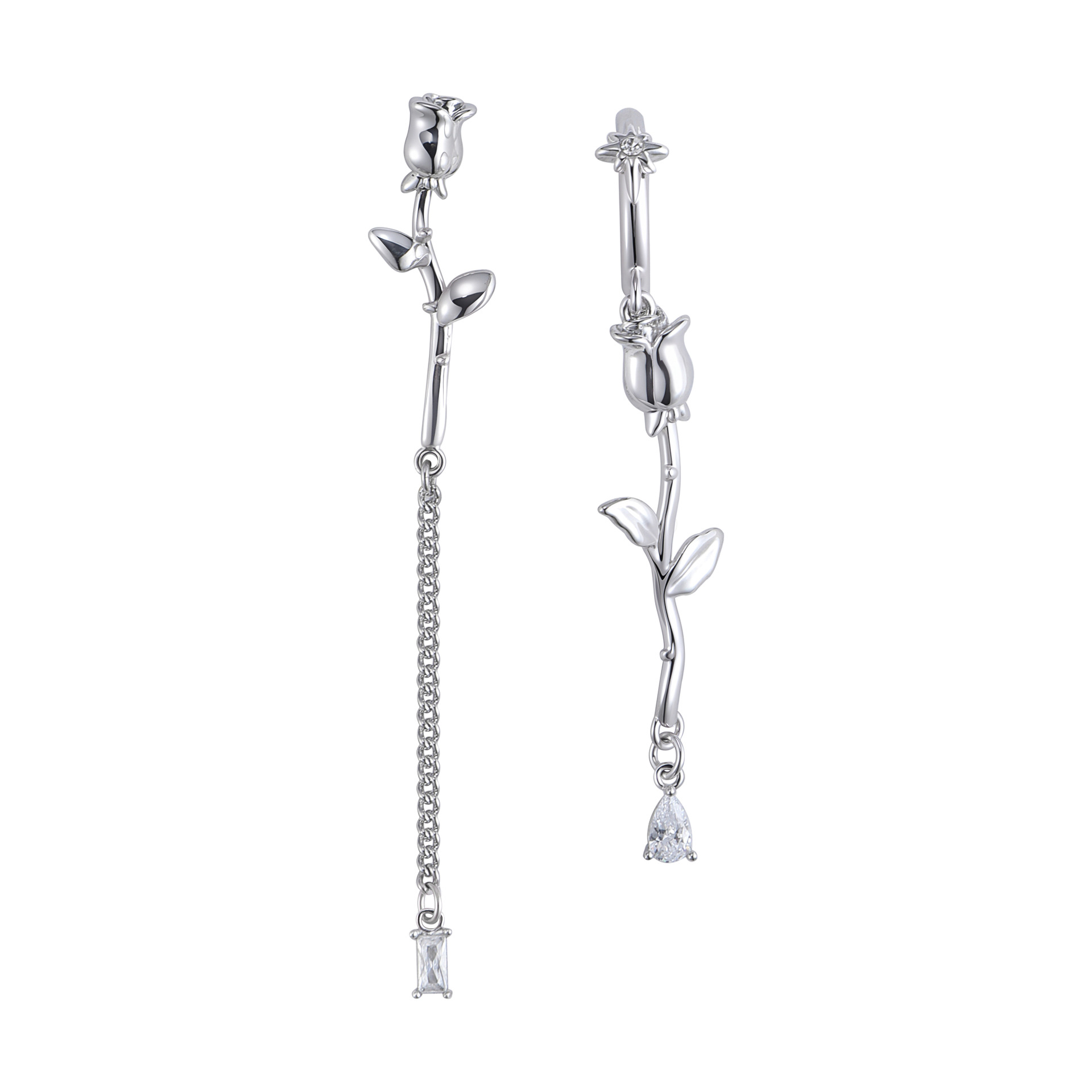 The "Vine Rose" series of earrings are original designs for women, exuding a sense of high-end sophistication. They are unique, exquisite, fashionable and versatile silver needle earrings Item Picture