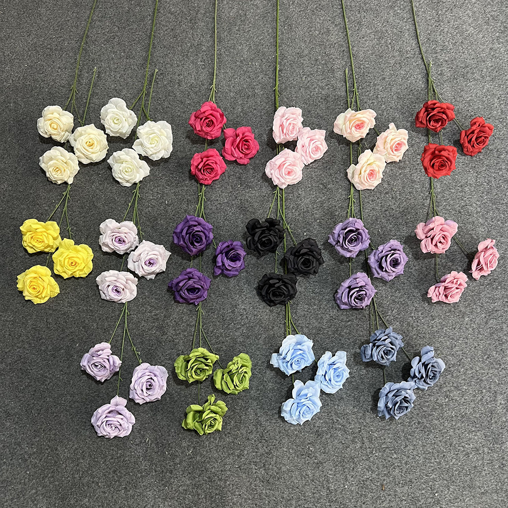 仿真钻石玫瑰假花人造花成品婚庆用花地排造景花高级感客厅插花束详情图2