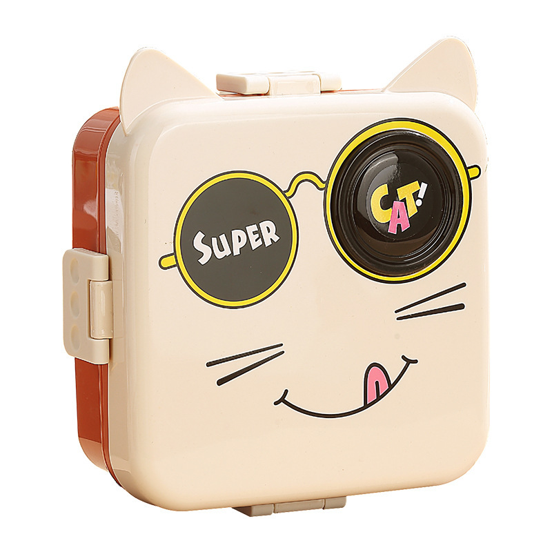 Cute and adorable kitten fruit salad box, lunch box, outdoor picnic compartments, student campus lunch box Item Picture