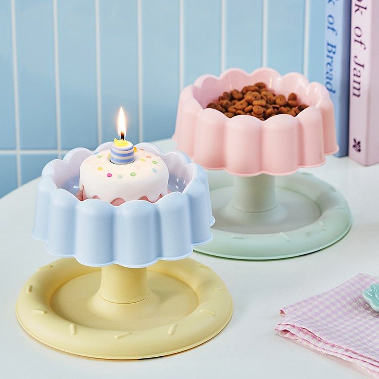 Pet stainless steel anti-knock cat food plate, high rack bowl, pet birthday bowl, dog rice bowl, detachable and easy to clean